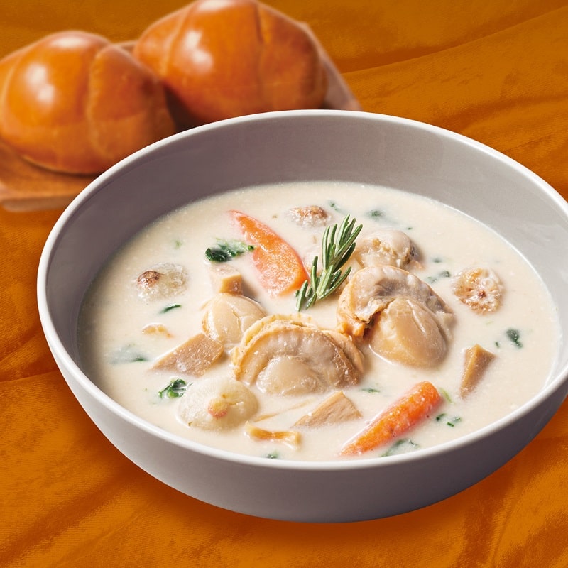 北海道産ホタテの豆乳スープ